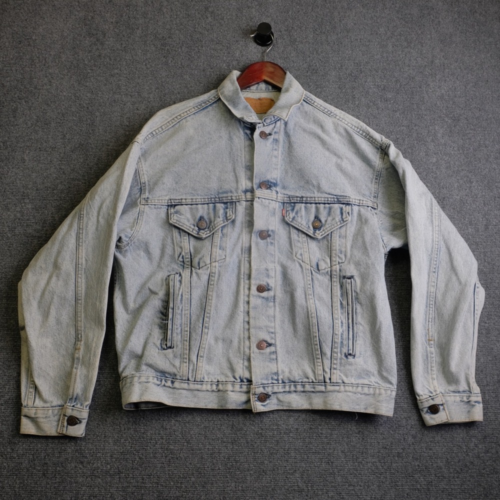 Vintage Levis Jacket Mens Large Blue Denim Light Wash 70507-0219 Made in USA 90s
